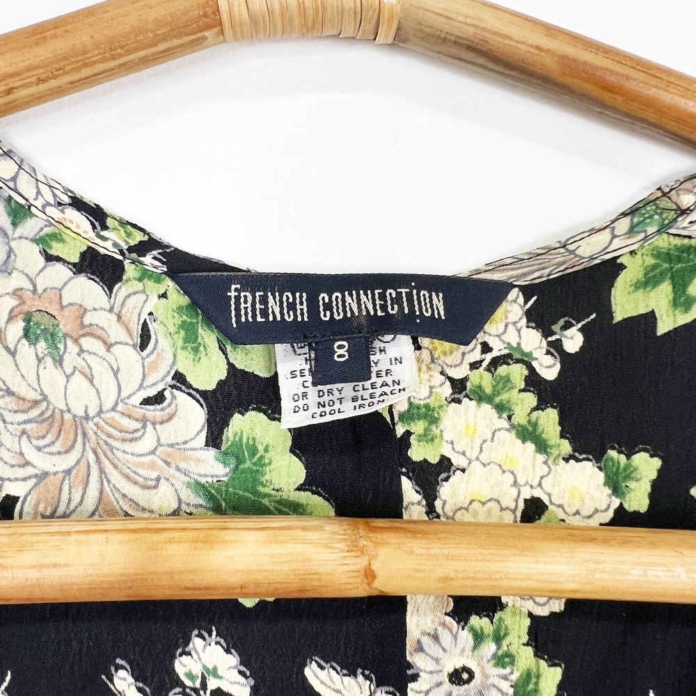 Vintage 90s French Connection maxi dress Chrysanthemum boho dark floral Size 8 - Picture 5 of 9